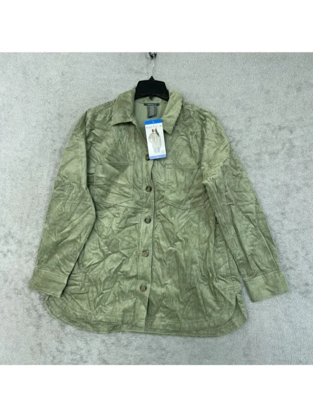NWT Matty M Women's Size L Green Corduroy Shirt Jacket B1512